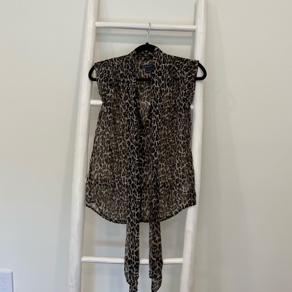 French Connection Tops - French Connection Sheer Pussy Bow Blouse